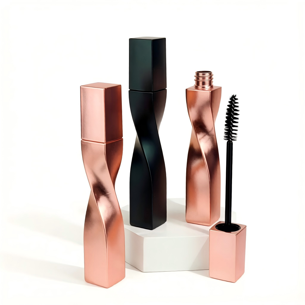 Twisted Square Mascara Tube | Matte Black | 15ml | ABS | OEM Custom