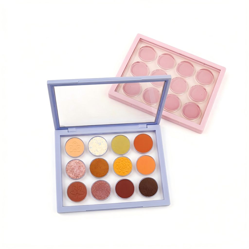 Square 12-Pan Eyeshadow Palette Case | Magnetic Closure + Window Lid | ABS+AS | OEM Custom