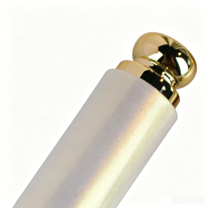 Iridescent White-Gold Snap Lipstick Tube | Pearlescent + UV Color-Shift | ABS+AS | OEM Custom