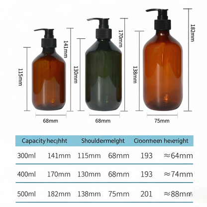 300ml 400ml 500ml Round PET Lotion Pump Bottle | Shampoo Body Wash Dispenser | OEM