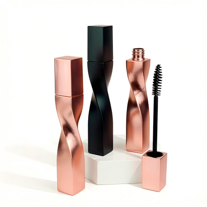 Twisted Square Mascara Tube | Matte Black | 15ml | ABS | OEM Custom