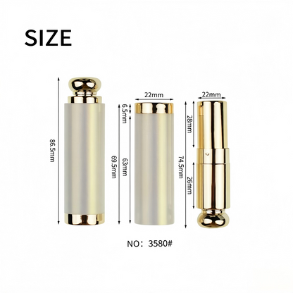 Iridescent White-Gold Snap Lipstick Tube | Pearlescent + UV Color-Shift | ABS+AS | OEM Custom
