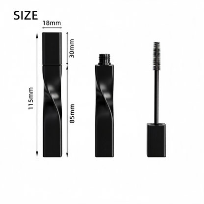 Twisted Square Mascara Tube | Matte Black | 15ml | ABS | OEM Custom