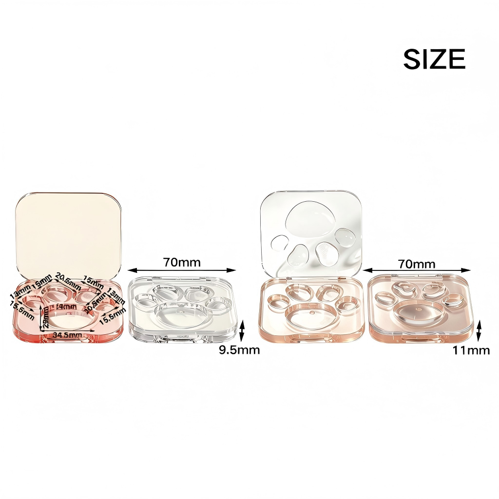 Square Cat Paw Eyeshadow & Blush Compact – Flat & Dome Pan | ABS | 70mm