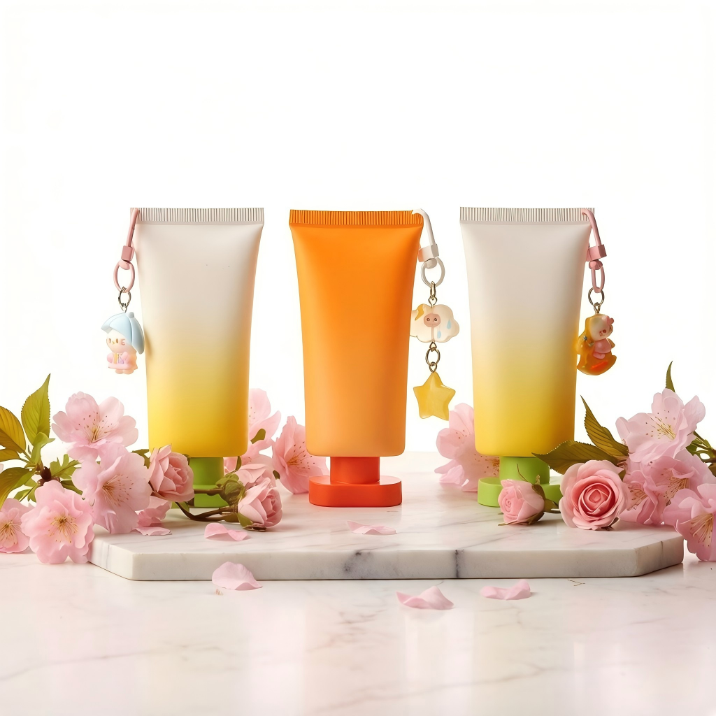 Gradient Hand Cream Tube with Cartoon Keychain Charm – Custom Cosmetic Packaging