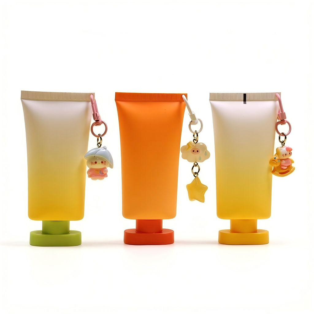 Gradient Hand Cream Tube with Cartoon Keychain Charm – Custom Cosmetic Packaging