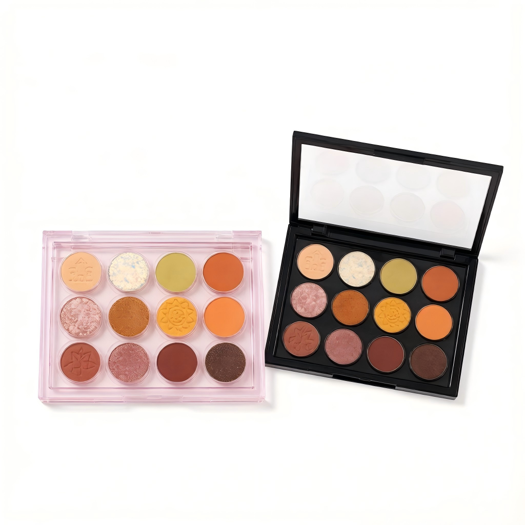 Square 12-Pan Eyeshadow Palette Case | Magnetic Closure + Window Lid | ABS+AS | OEM Custom