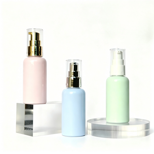 30ml 40ml 50ml Mini Round Shoulder PET Lotion Pump Bottle | Serum Essence Travel Bottle | OEM