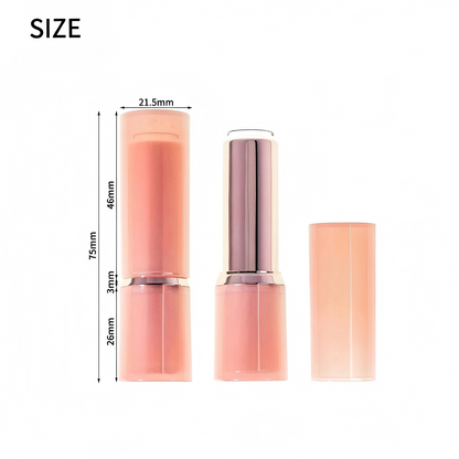 Round Nude Lipstick Tube | Milky Pink Body + Gold Ring | ABS+AS | OEM Custom