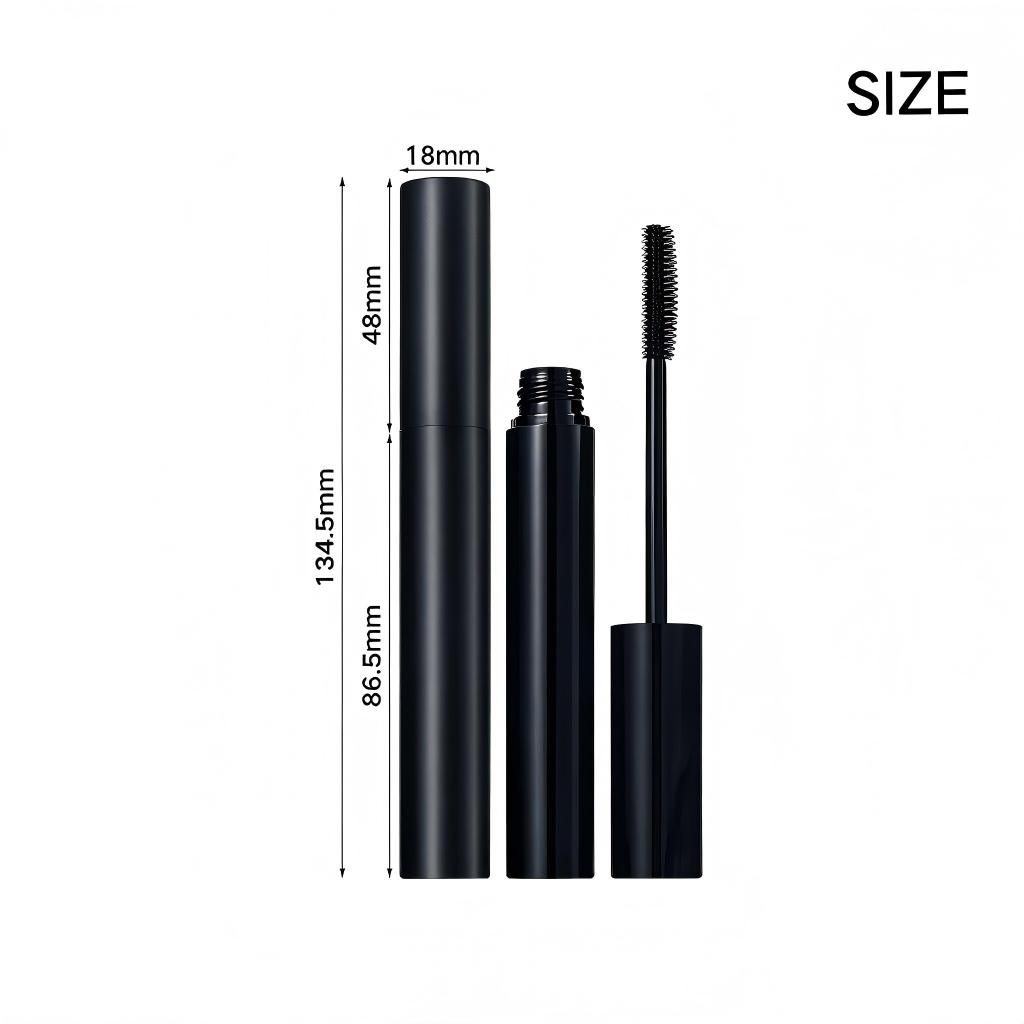 Round Matte Black Mascara Tube – ABS | 134.5mm Empty Cosmetic Packaging