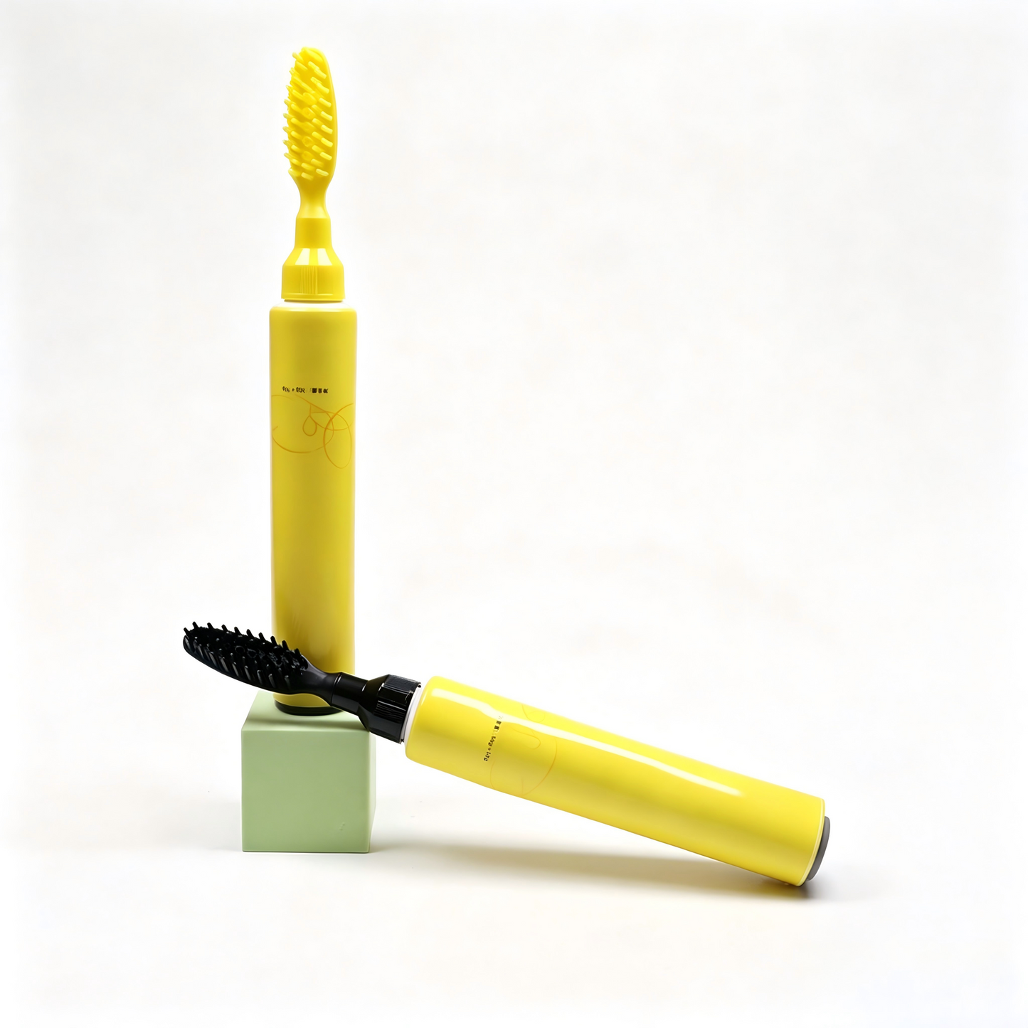 Yellow Hair Dye Cream Tube with Dual Brush Applicator | Cosmetic Packaging