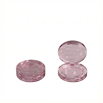 Round Wave-Lid Powder Compact | Clear, Silver & Beige Options | ABS | Liyan