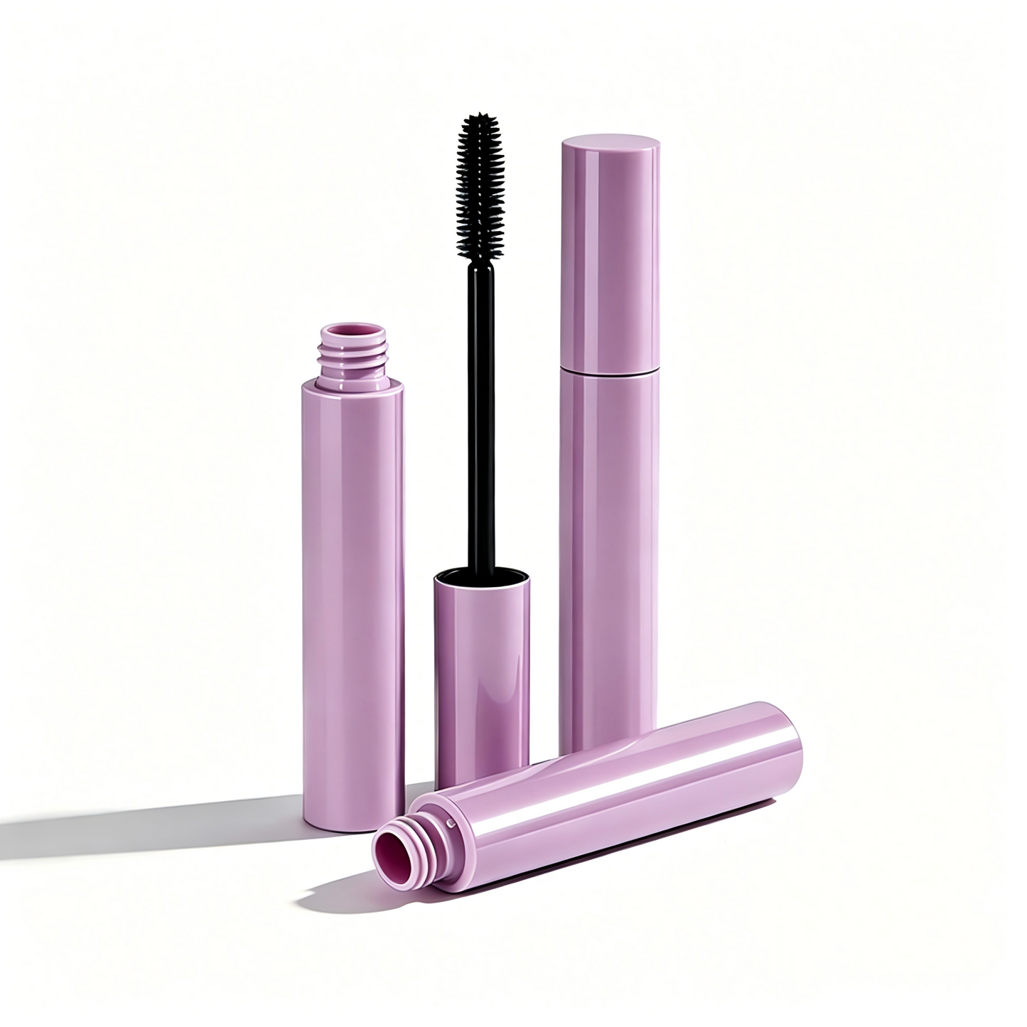 Round Mascara Tube – Purple Glossy | Injection-Blow Molded PP+ABS | 128mm