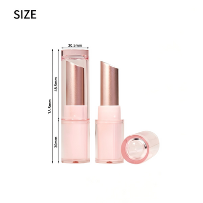 Round Transparent Pink Lipstick Tube | Oblique 11.1mm | ABS | OEM Custom
