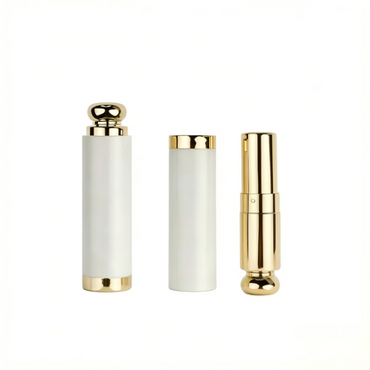 Iridescent White-Gold Snap Lipstick Tube | Pearlescent + UV Color-Shift | ABS+AS | OEM Custom