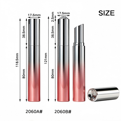 Round Snap-Fit Lipstick Tube – Flat & Diamond Cap | ABS+AS | 2060A# / 2060B#