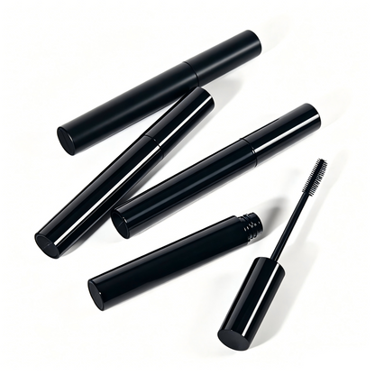 Round Matte Black Mascara Tube – ABS | 134.5mm Empty Cosmetic Packaging