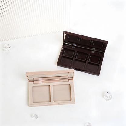 Rectangular Multi-Pan Eyeshadow & Blush Palette Case with Mirror | Magnetic Closure | ABS Plastic | In Stock
