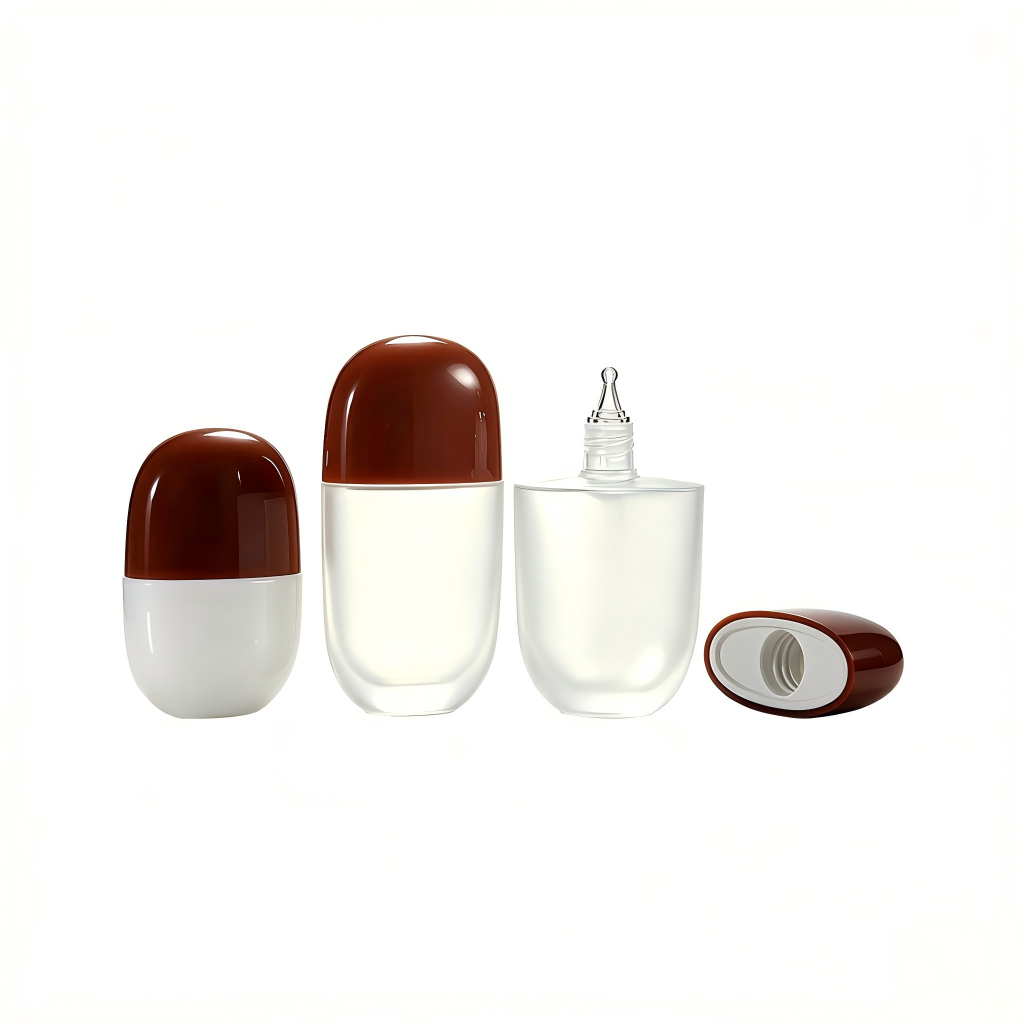Capsule Squeezable Foundation & Sunscreen Bottle | Brown & White Two-Tone | ABS | Liyan