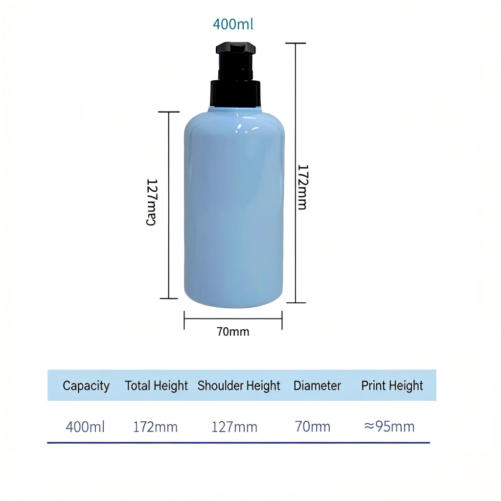 400ml Thick-Wall Round Shoulder PET Lotion Pump Bottle | Body Wash Shampoo Dispenser | OEM