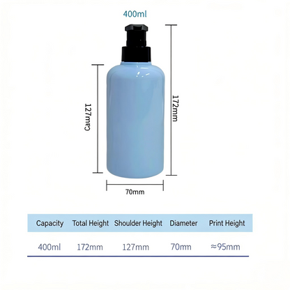 400ml Thick-Wall Round Shoulder PET Lotion Pump Bottle | Body Wash Shampoo Dispenser | OEM