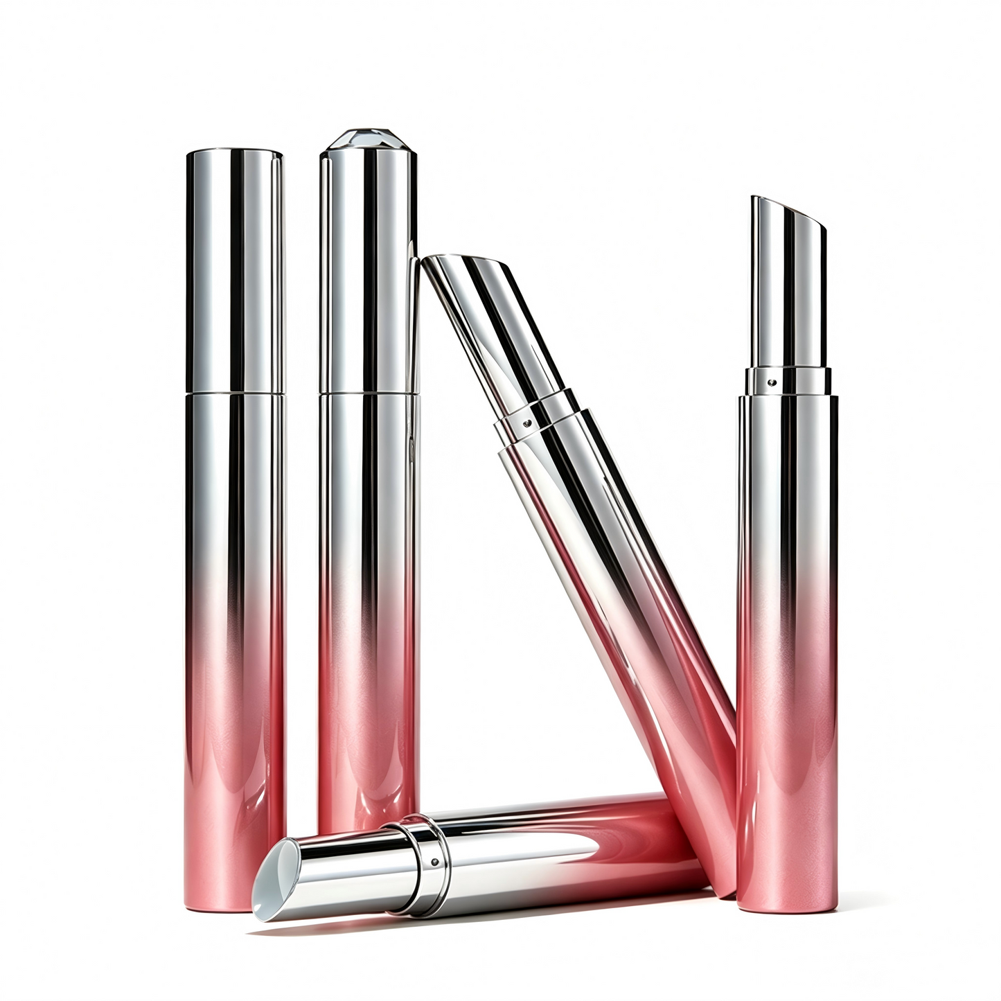 Round Snap-Fit Lipstick Tube – Flat & Diamond Cap | ABS+AS | 2060A# / 2060B#