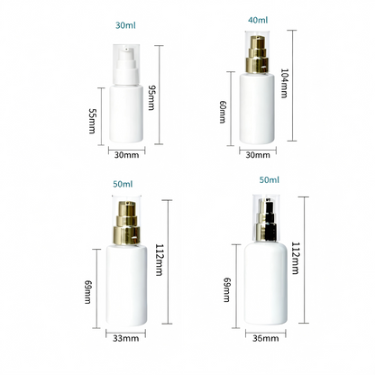 30ml 40ml 50ml Mini Round Shoulder PET Lotion Pump Bottle | Serum Essence Travel Bottle | OEM