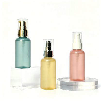 30ml 40ml 50ml Mini Round Shoulder PET Lotion Pump Bottle | Serum Essence Travel Bottle | OEM