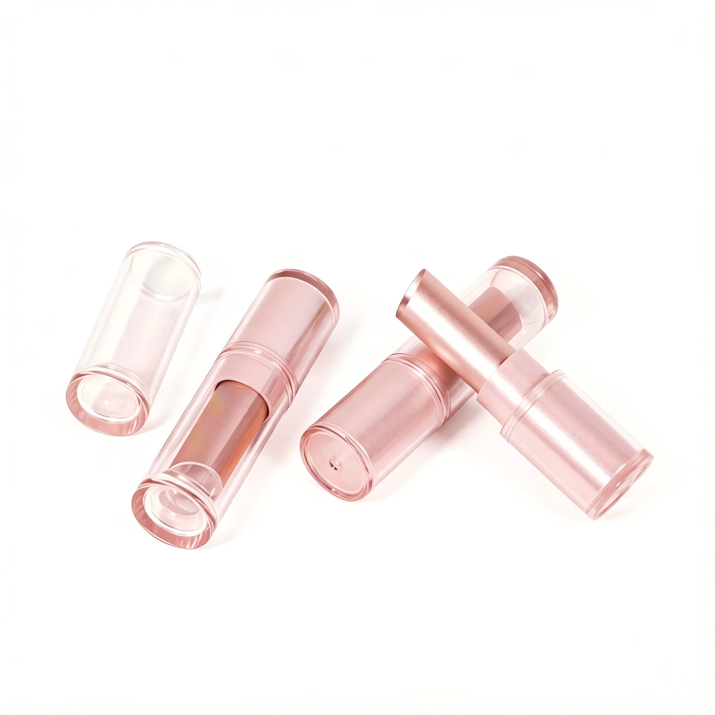 Round Transparent Pink Lipstick Tube | Oblique 11.1mm | ABS | OEM Custom