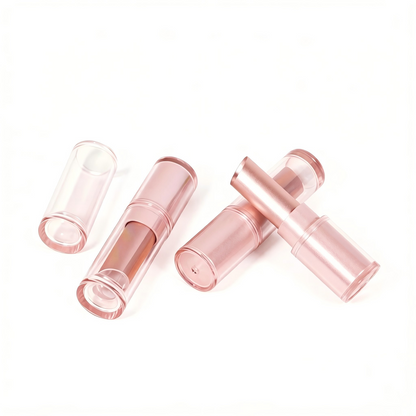 Round Transparent Pink Lipstick Tube | Oblique 11.1mm | ABS | OEM Custom