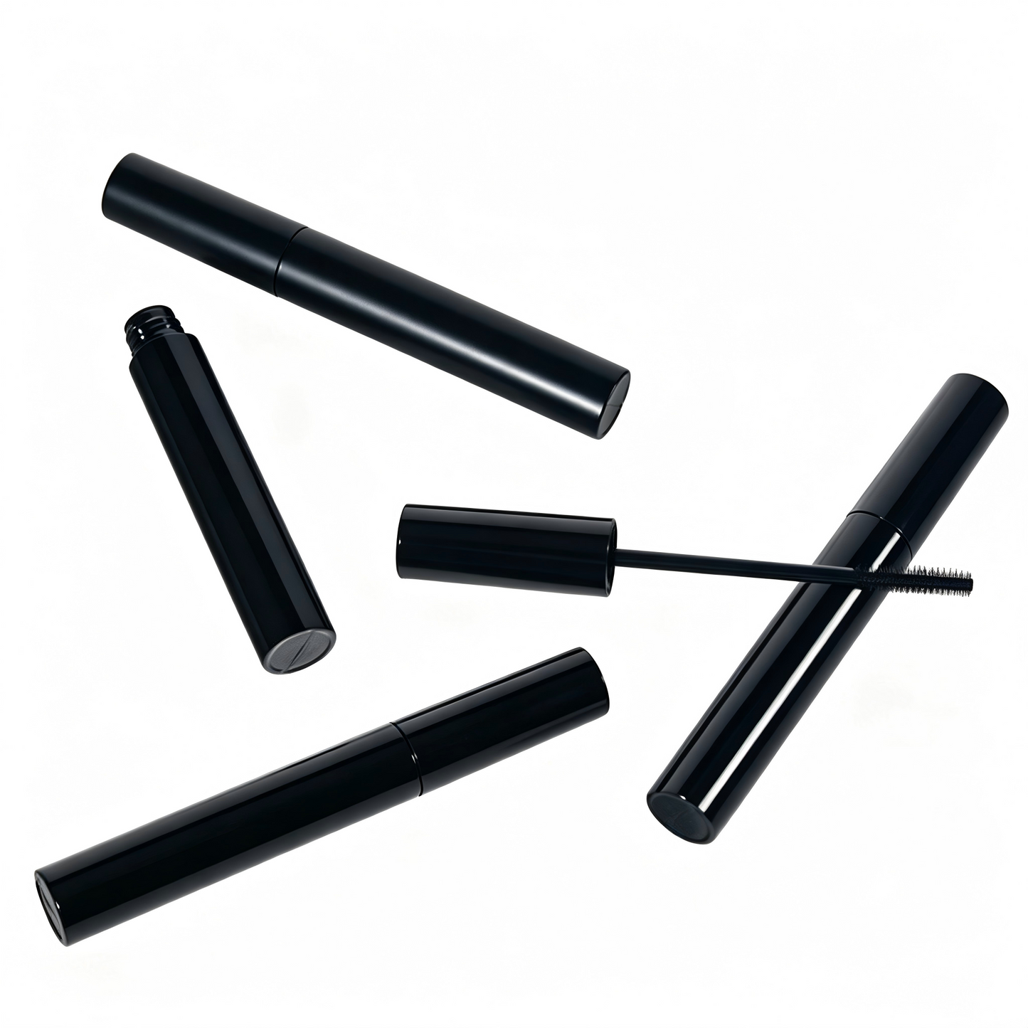 Round Matte Black Mascara Tube – ABS | 134.5mm Empty Cosmetic Packaging