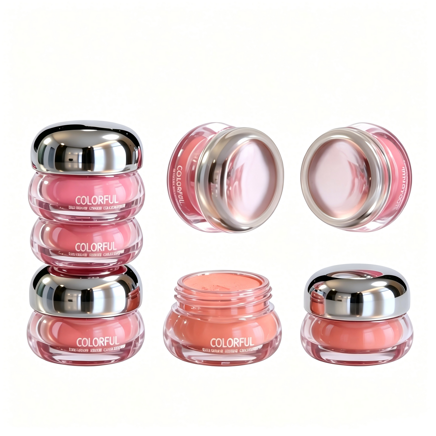 Round Mushroom-Cap Lip Mud & Lip Mask Jar – Transparent Body | ABS+AS