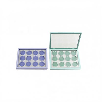 Square 12-Pan Eyeshadow Palette Case | Magnetic Closure + Window Lid | ABS+AS | OEM Custom