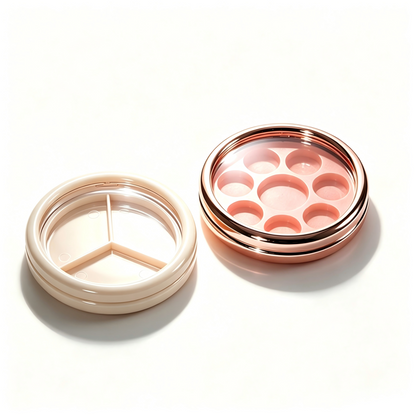 Round Multi-Pan Eyeshadow Palette Compact – 3/5/7/8/9/12 Pan | Rose Gold ABS+AS
