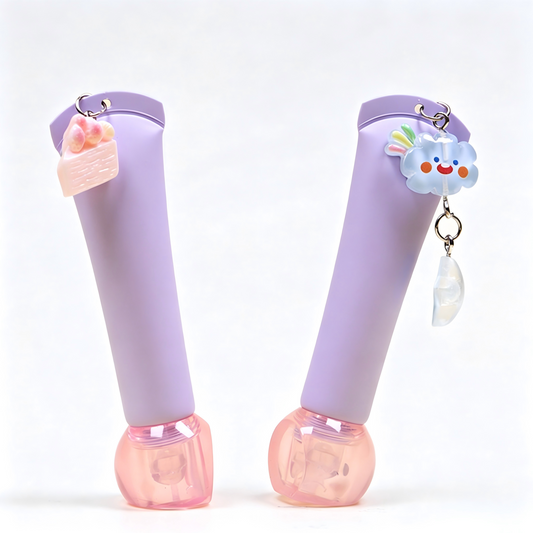 Kawaii Lip Gloss Tube with Bubble Base & Charm Pendant – Multi-Color
