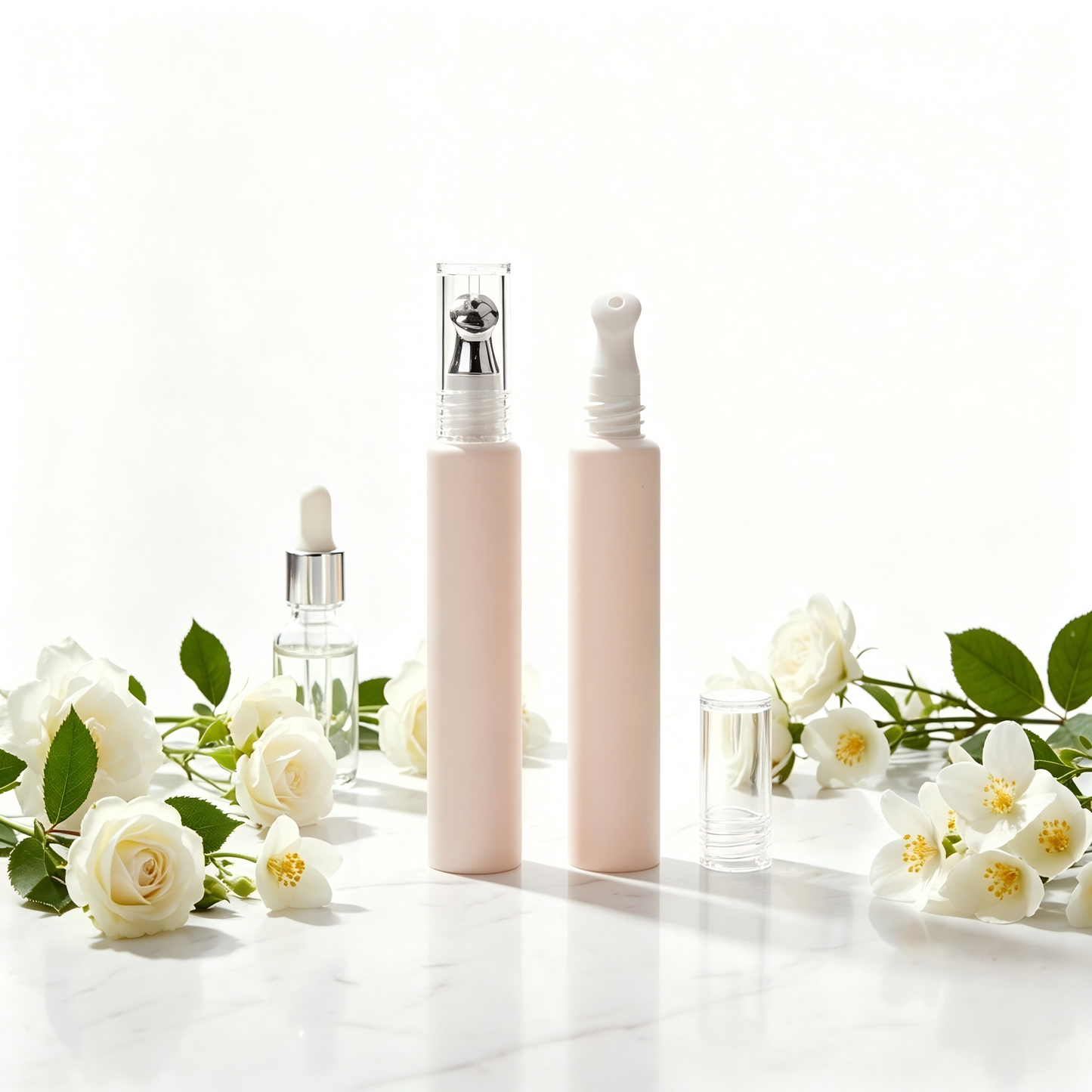 Slim Cylinder Lotion Pump Bottle with Clear Cap – Custom Cosmetic Packaging