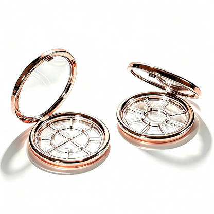 Round Multi-Pan Eyeshadow Palette Compact – 3/5/7/8/9/12 Pan | Rose Gold ABS+AS