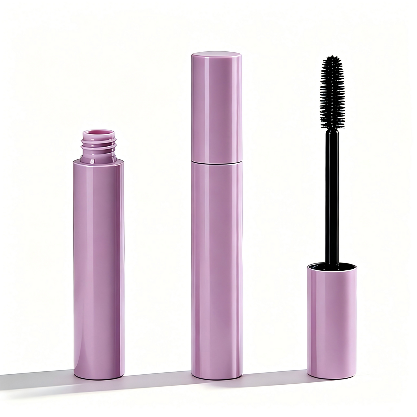 Round Mascara Tube – Purple Glossy | Injection-Blow Molded PP+ABS | 128mm