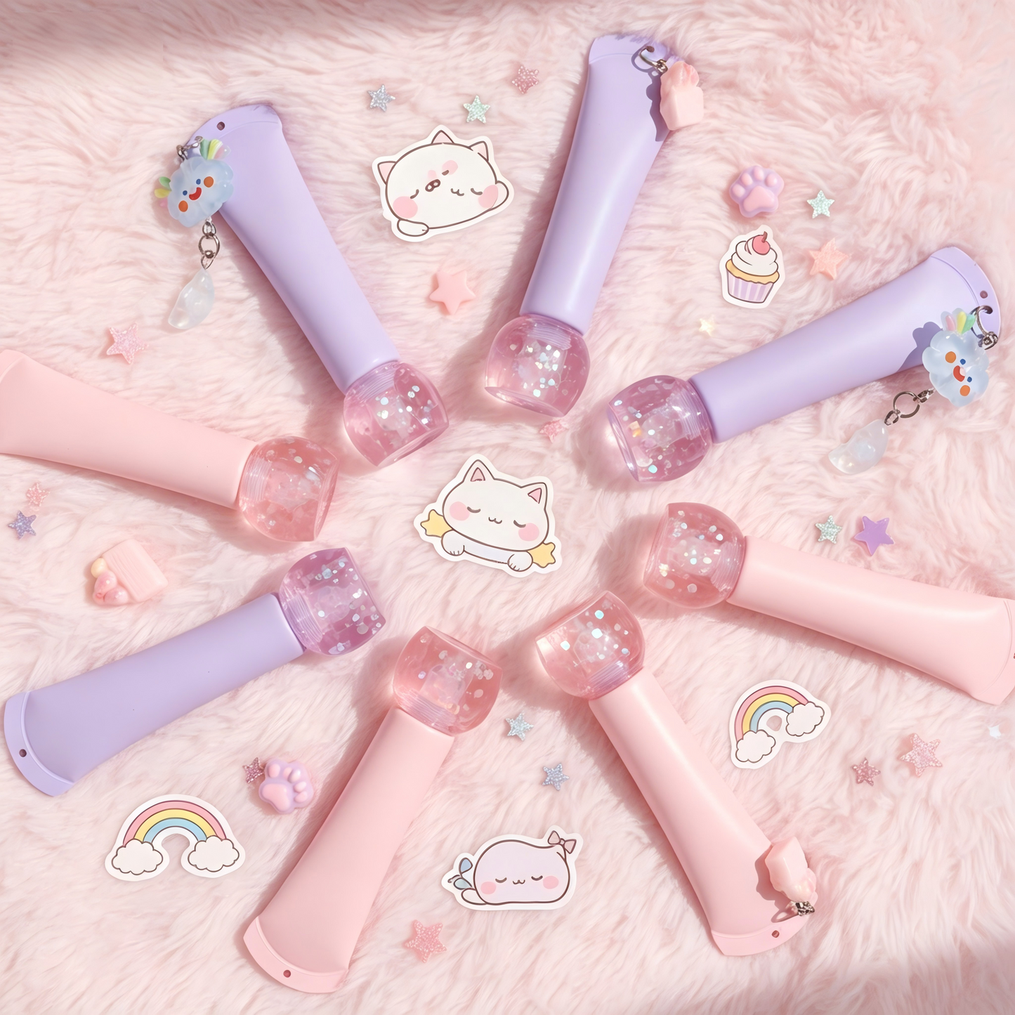 Kawaii Lip Gloss Tube with Bubble Base & Charm Pendant – Multi-Color