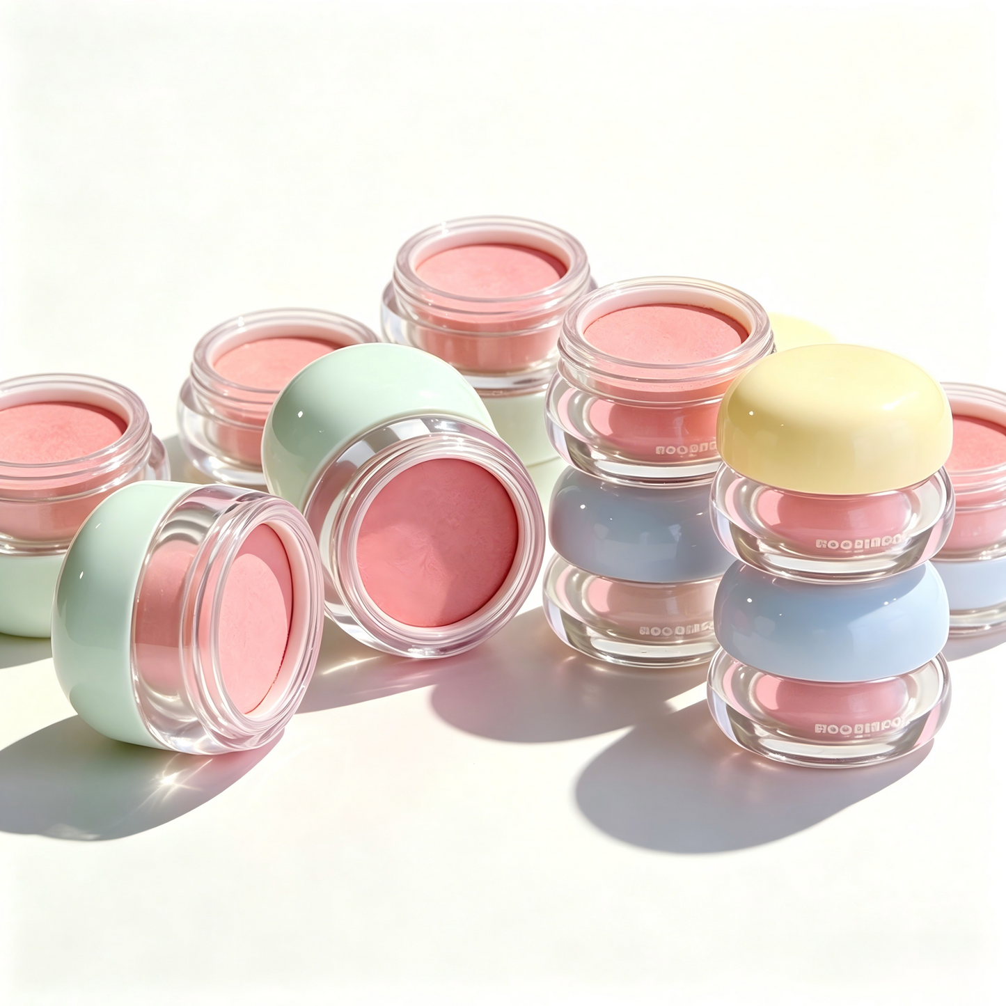 Round Mushroom-Cap Lip Mud & Lip Mask Jar – Transparent Body | ABS+AS