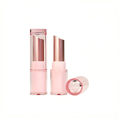 Round Transparent Pink Lipstick Tube | Oblique 11.1mm | ABS | OEM Custom