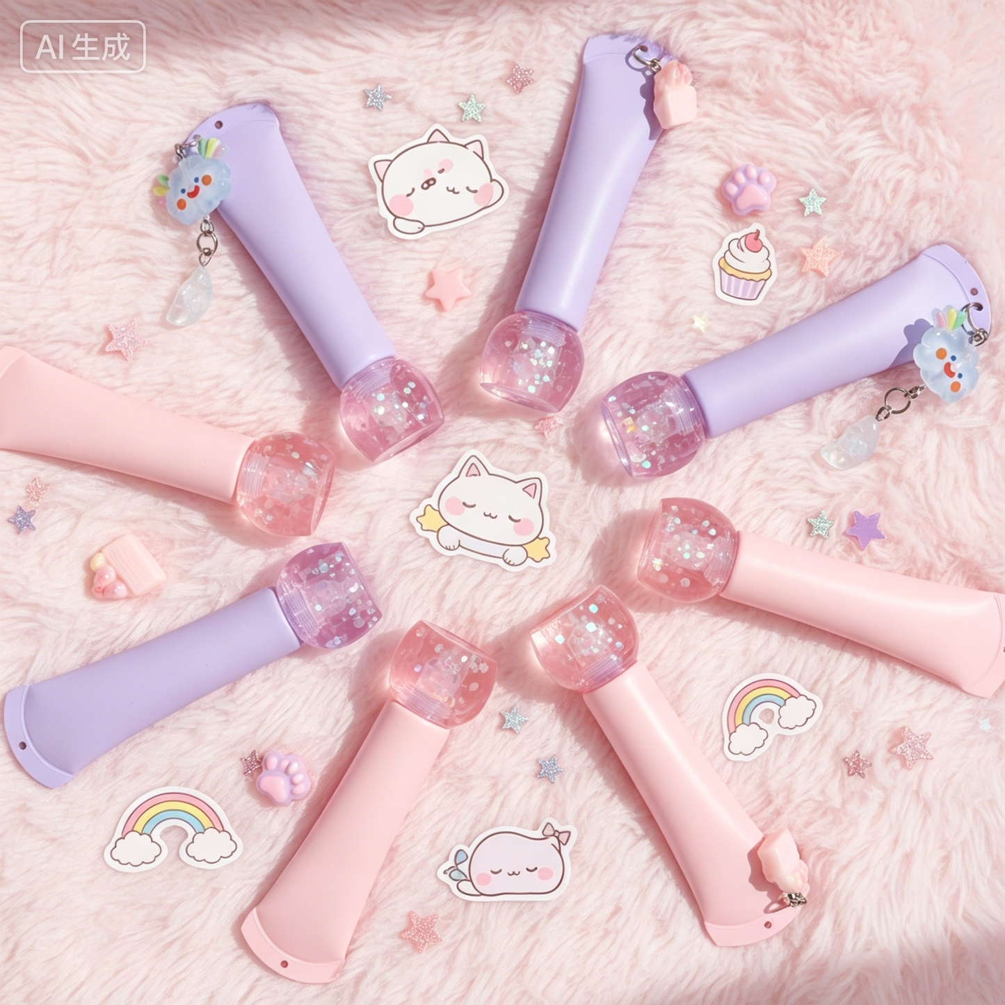 Kawaii Lip Gloss Tube with Bubble Base & Charm Pendant – Multi-Color