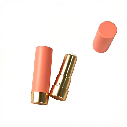 Round Lipstick Tube | Matte White Body + Matte Gold Base | ABS+AS | OEM Custom