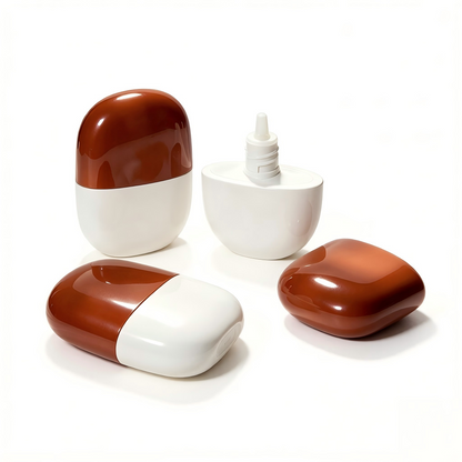 Capsule Squeezable Foundation & Sunscreen Bottle | Brown & White Two-Tone | ABS | Liyan