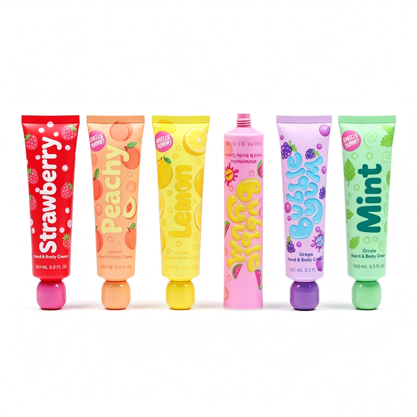 Fruit-Scented Hand & Body Cream Tube with Round Ball Cap – Custom Cosmetic Packaging