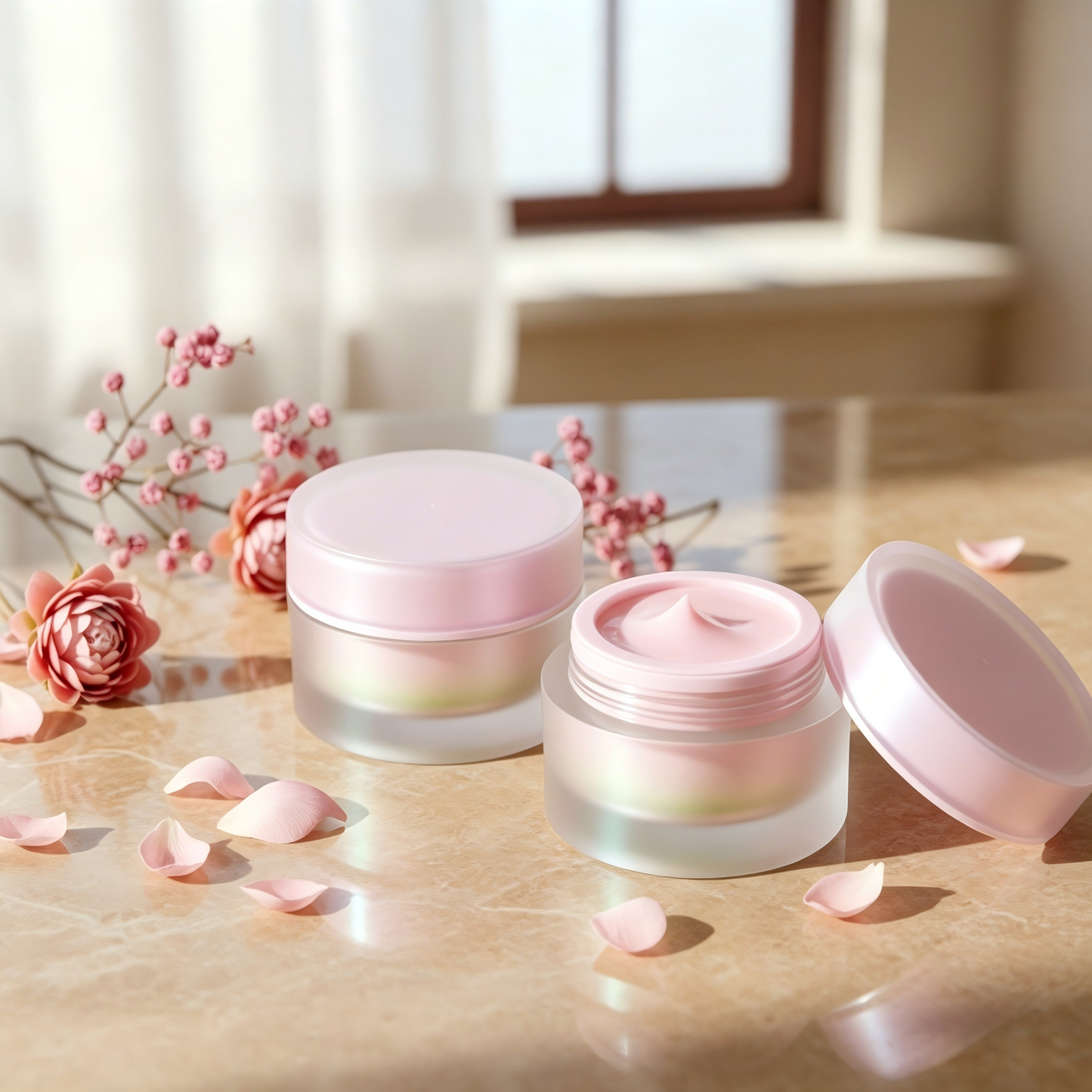 Iridescent Pearl Acrylic Cream Jar | OEM Cosmetic Packaging