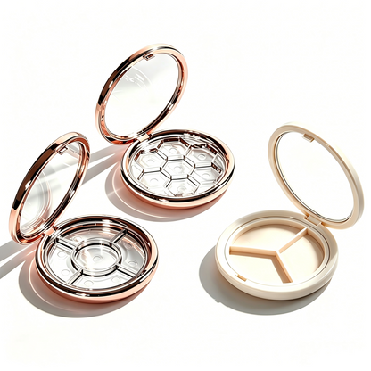 Round Multi-Pan Eyeshadow Palette Compact – 3/5/7/8/9/12 Pan | Rose Gold ABS+AS