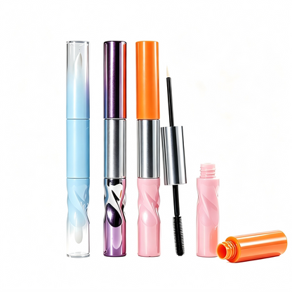 Round Dual-End Lip Gloss & Mascara / Eyeliner Tube – 3 Brush Options | ABS | 2058#