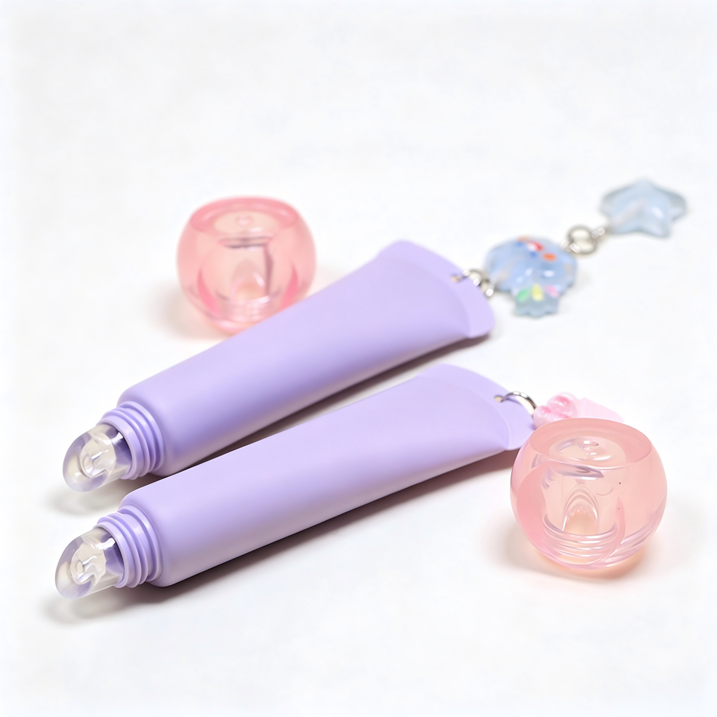 Kawaii Lip Gloss Tube with Bubble Base & Charm Pendant – Multi-Color
