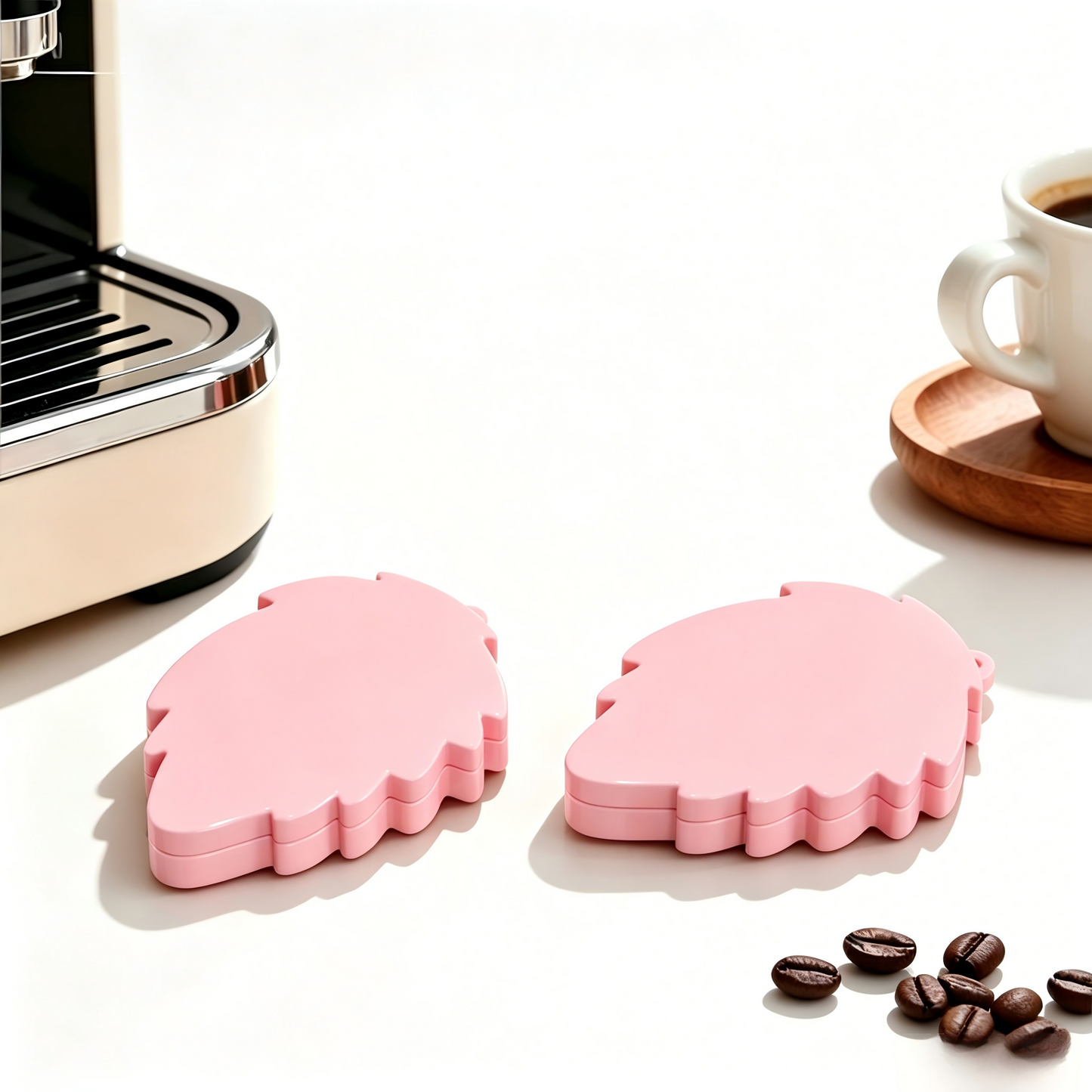 Leaf-Shape 4-Pan Eyeshadow Compact – Transparent Hinged | Mirror & Chain Loop | ABS